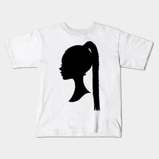 Black barbie with braids style silhouette Kids T-Shirt